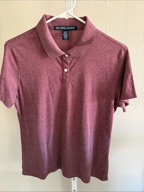 Devon & Jones Heathered Burgundy Polo Size Medium